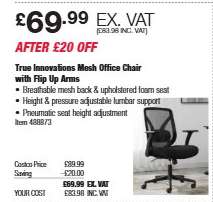 True Innovations Mesh Office Chair with Flip Up Arms