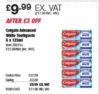 Colgate Advanced White Toothpaste 6 x 125ml
