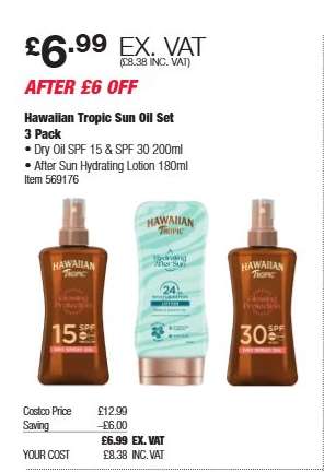 Hawaiian Tropic Sun Oil Set 3 Pack