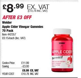 Weider Apple Cider Vinegar Gummies 70 Pack