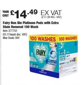 Fairy Non Bio Platinum Pods with Extra Stain Removal 100 Wash