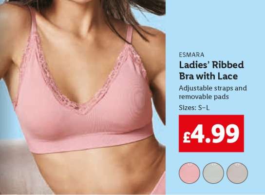 ESMARA Ladies’ Ribbed Bra with Lace