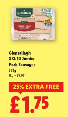 Glensallagh XXL 10 Jumbo Pork Sausages