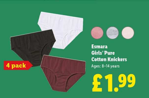 Esmara Girls’ Pure Cotton Knickers