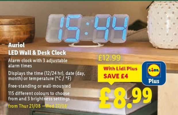Auriol LED Wall & Desk Clock