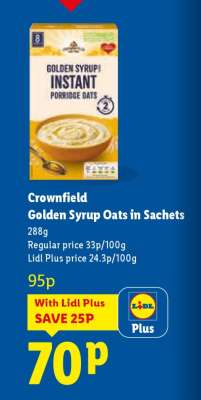 Crownfield Golden Syrup Oats in Sachets