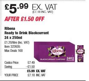 Ribena Ready to Drink Blackcurrant 24 x 250ml