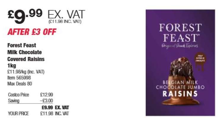 Forest Feast Milk Chocolate Covered Raisins 1kg