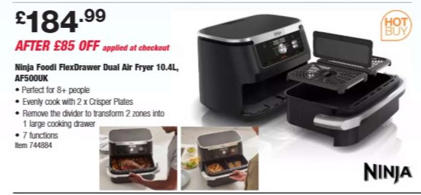 Ninja Foodi FlexDrawer Dual Air Fryer 10.4L, AF500UK