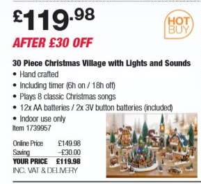 30 Piece Christmas Village with Lights and Sounds