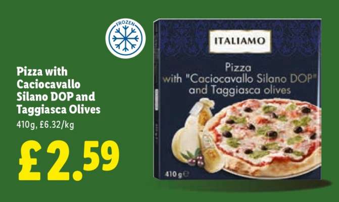 Pizza with Caciocavallo Silano DOP and Taggiasca Olives