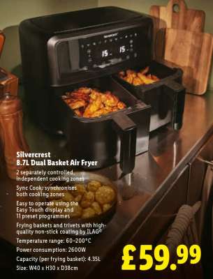 Silvercrest 8.7L Dual Basket Air Fryer