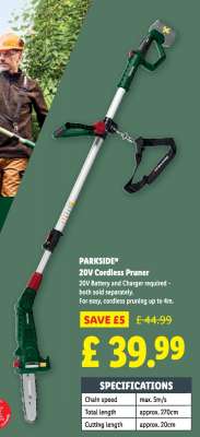 PARKSIDE 20V Cordless Pruner