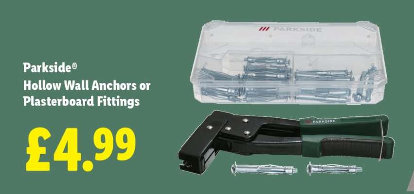 Parkside Hollow Wall Anchors or Plasterboard Fittings