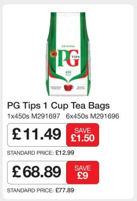 PG Tips 1 Cup Tea Bags 1x450s