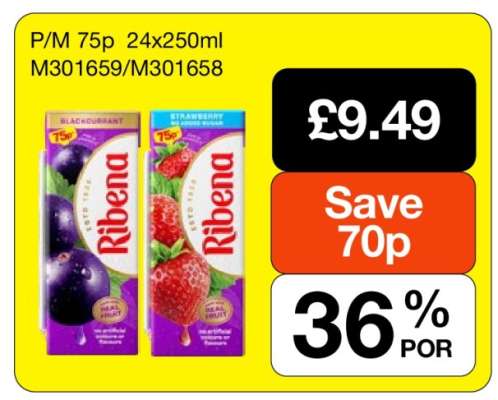 Ribena Blackcurrant/Strawberry 24x250ml