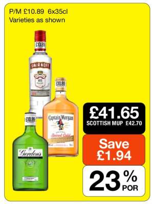 Smirnoff, Captain Morgan, Gordon's