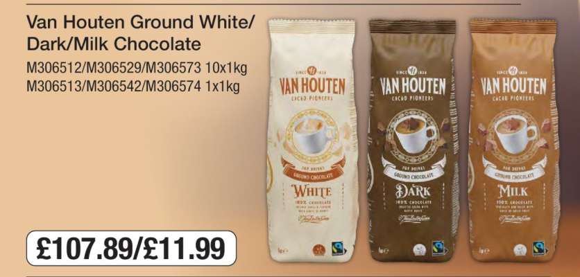 Van Houten Ground White/Dark/Milk Chocolate