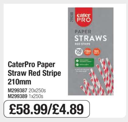 CaterPro Paper Straw Red Stripe 210mm