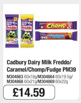 Cadbury Dairy Milk Freddo/Caramel/Chomp/Fudge PM39