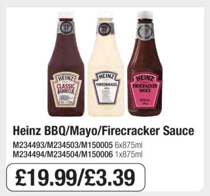 Heinz BBQ/Mayo/Firecracker Sauce