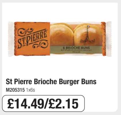 St Pierre Brioche Burger Buns