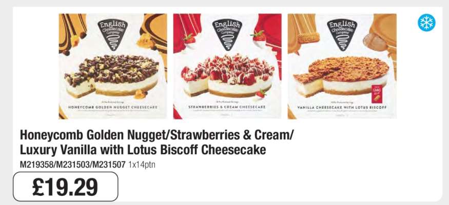 Honeycomb Golden Nugget/Strawberries & Cream/Luxury Vanilla with Lotus Biscoff Cheesecake