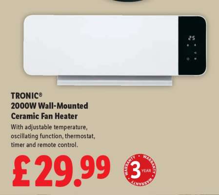TRONIC® 2000W Wall-Mounted Ceramic Fan Heater