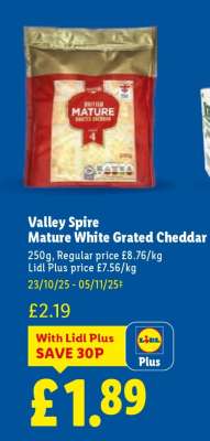 Valley Spire Mature White Grated Cheddar