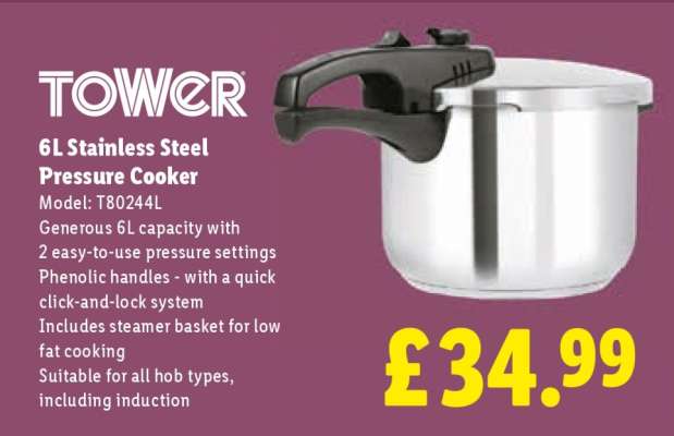 Tower 6L Stainless Steel Pressure Cooker
