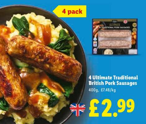4 Ultimate Traditional British Pork Sausages
