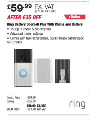 Ring Battery Doorbell Plus With Chime and Battery