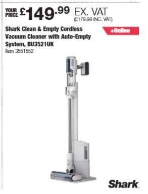 Shark Clean & Empty Cordless Vacuum Cleaner with Auto-Empty System, BU3521UK