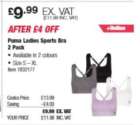 Puma Ladies Sports Bra 2 Pack