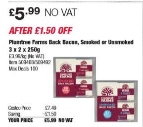 Plumtree Farms Back Bacon, Smoked or Unsmoked