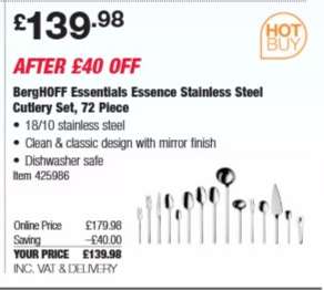 BergHOFF Essentials Essence Stainless Steel Cutlery Set, 72 Piece