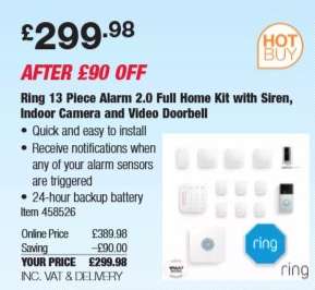 Ring 13 Piece Alarm 2.0 Full Home Kit with Siren, Indoor Camera and Video Doorbell