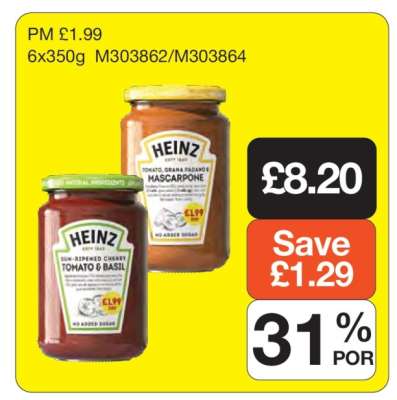 Heinz Tomato & Basil / Tomato, Grana Padano & Mascarpone