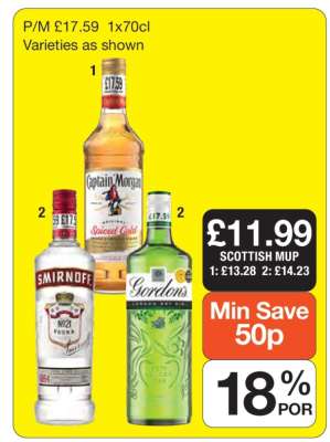 Captain Morgan, Smirnoff, Gordon's