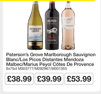Paterson’s Grove Marlborough Sauvignon Blanc/Los Picos Distantes Mendoza Malbec/Marius Peyol Côtes De Provence