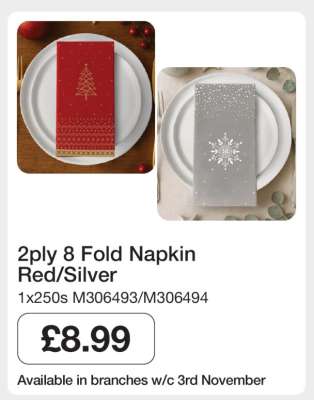 2ply 8 Fold Napkin Red/Silver