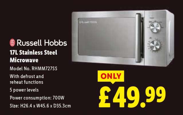 Russell Hobbs 17L Stainless Steel Microwave