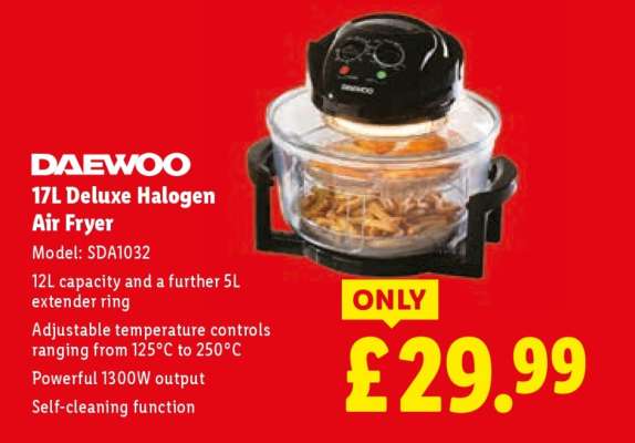 DAEWOO 17L Deluxe Halogen Air Fryer