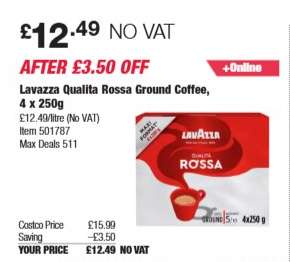 Lavazza Qualita Rossa Ground Coffee, 4 x 250g