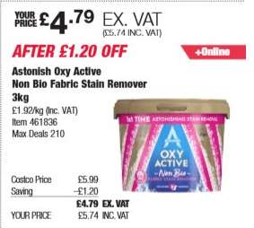 Astonish Oxy Active Non Bio Fabric Stain Remover 3kg
