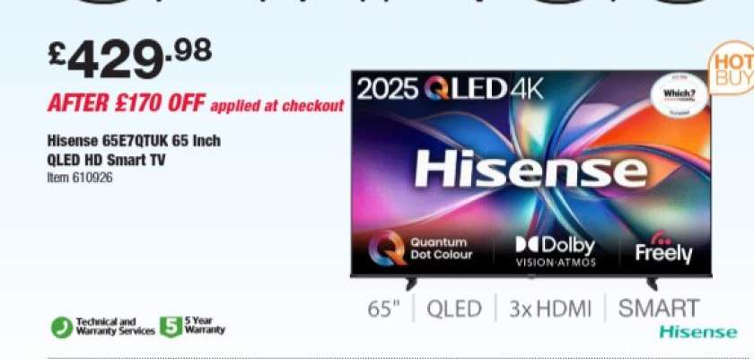 Hisense 65E7QTUK 65 Inch QLED HD Smart TV
