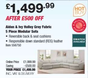 Aiden & Ivy Holley Grey Fabric 5 Piece Modular Sofa