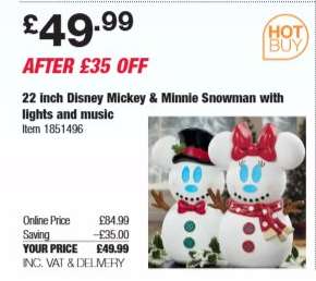 22 inch Disney Mickey & Minnie Snowman with lights and music