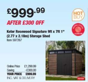 Keter Rosewood Signature 9ft x 7ft 1" (2.77 x 2.18m) Storage Shed