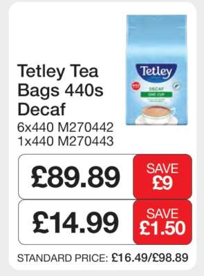 Tetley Tea Bags 440s Decaf